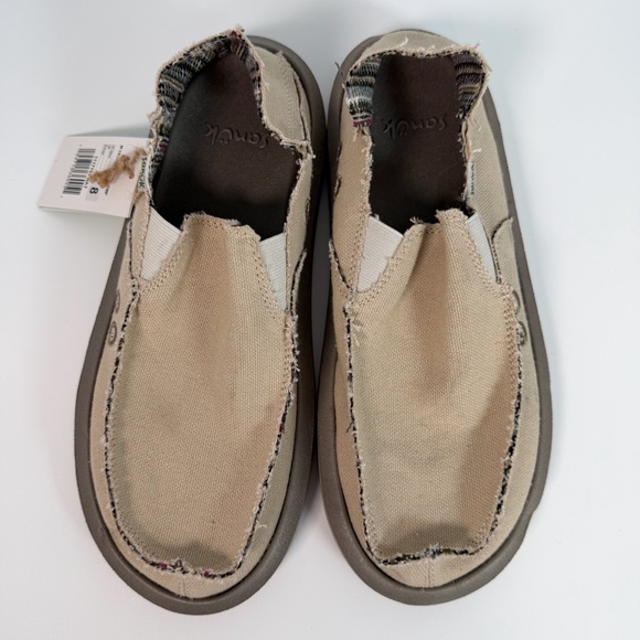 NWT Flawed Sanuk Vagabond St Slip On Khaki Color Soft Top Foam Shoes Mens Size 8 - Picture 9 of 15
